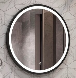 Изображение товара Зеркало Relisan Alisa Black D60 см, с LED подсветкой, сенсорный выключатель, черный, Гл000026094