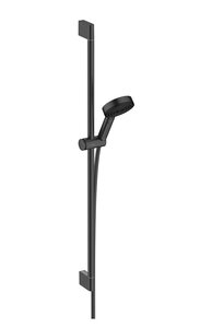 Изображение товара Душевой гарнитур Hansgrohe Pulsify Select S, EcoSmart, лейка Relaxation 3 режима, штанга 90 см, черный матовый, диск графит, 24171670, 3 режима струи