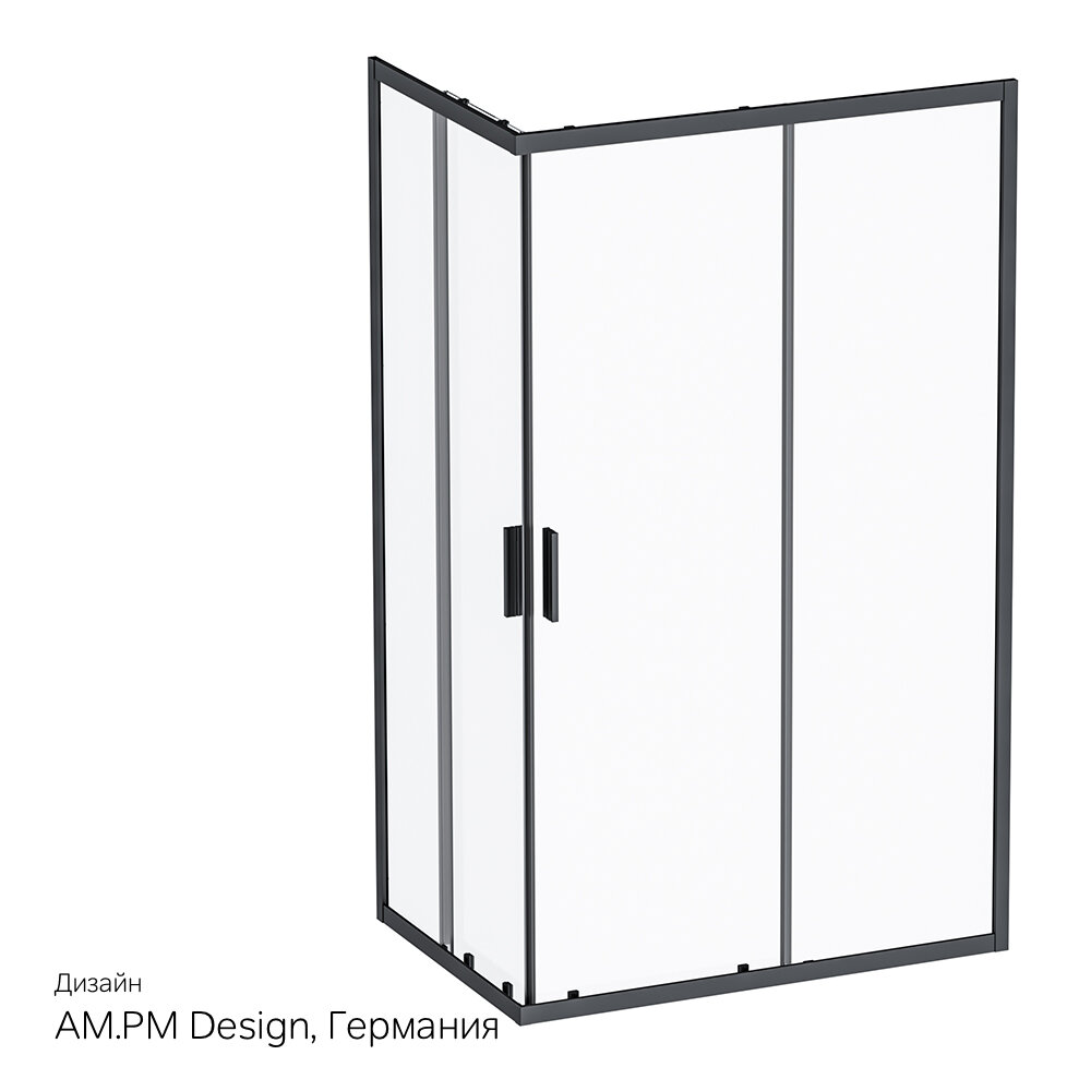 Изображение товара Душевой уголок Gem S Twin Slide 120х80 см с раздвижными дверями черный матовый Германия