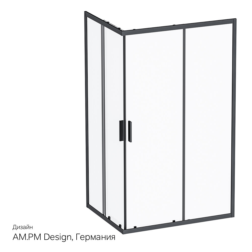 Изображение товара Душевой уголок Am. Pm Gem S Twin Slide 120x90 см черный матовый стекло 5 мм