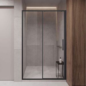 Изображение товара Душевая дверь Vincea Slim-U, 120 см, раздвижная, стекло прозрачное, профиль черный, VDS-2SU120CLB