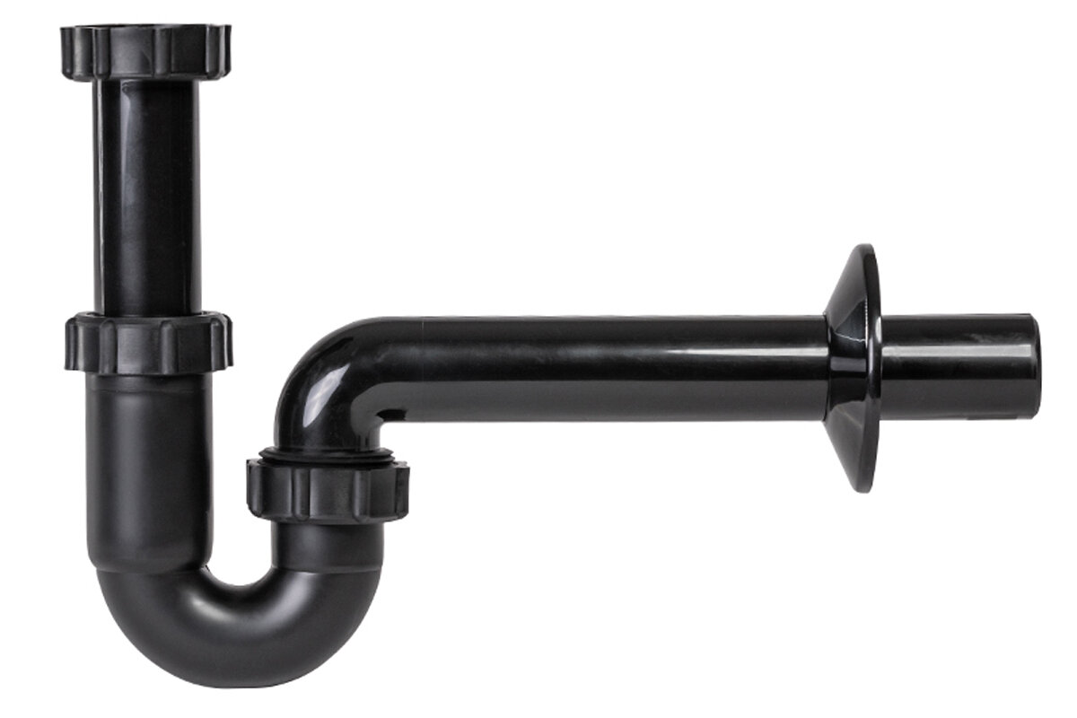 Изображение товара Сифон для раковины Styron без водослива коленный гидрозатвор 32 мм черный