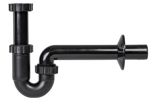 Изображение товара Сифон для раковины Styron без водослива, коленный гидрозатвор, труба 32 мм, черный, STY-638-32-B