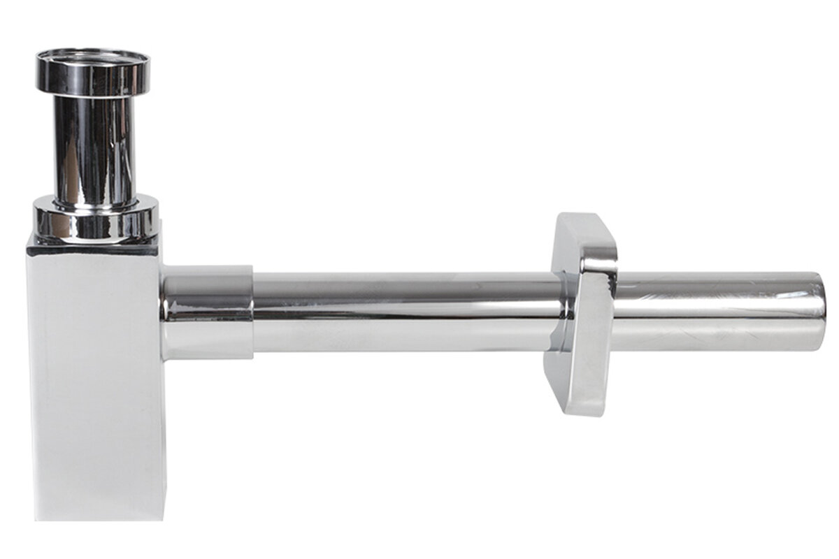 Изображение товара Металлический бутылочный сифон Styron квадратный с трубой 32 мм