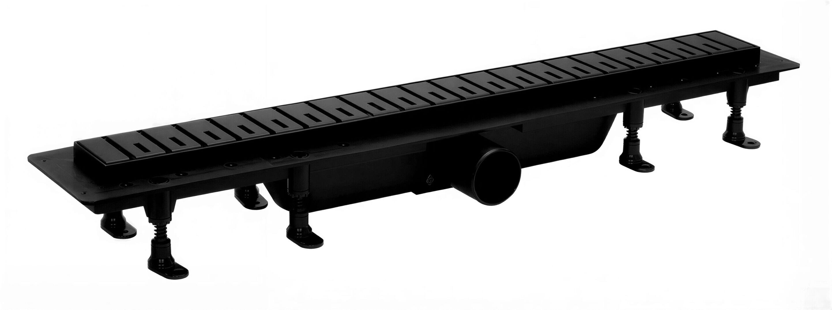Изображение товара Комбинированный сливной канал PlastBrno Design 6 SZA6400 с перфорированной решеткой, черный