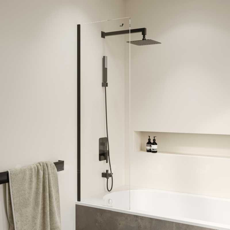 Изображение товара Стеклянная шторка на ванну RGW SC-056-8B 40x150 см прозрачная, черный профиль