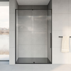 Изображение товара Душевая дверь Vincea Arno VPS-1A, 120 см, раздвижная, стекло прозрачное, профиль черный, VPS-1A120CLB