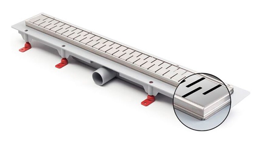 Изображение товара Дренажный канал Azario Medium 65 см нержавеющая сталь хром матовый