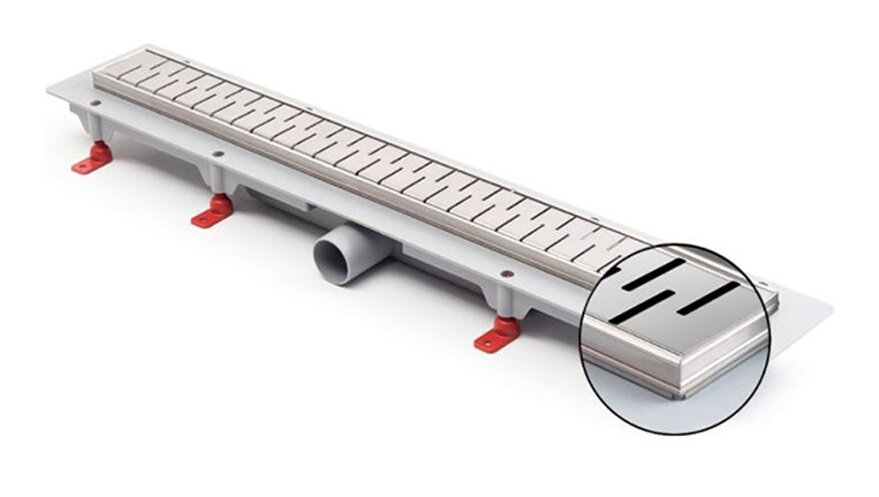 Изображение товара Дренажный канал Azario Medium 55 см с рамкой из нержавеющей стали хром матовый