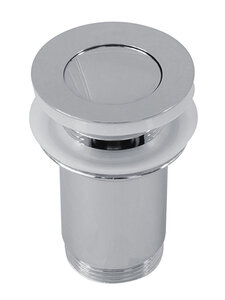 Изображение товара Донный клапан Styron металлический "клик-клак" для умывальника 5/4 с малой заглушкой, без перелива, цвет хром, KL-01