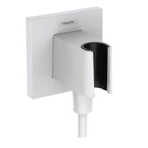 Изображение товара Шланговое подсоединение Hansgrohe FixFit E, с держателем для лейки, белый матовый, 26889700