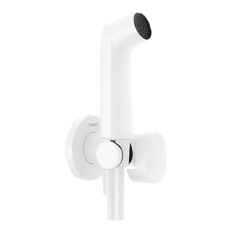 Изображение товара Гигиенический душ Hansgrohe Bidette 29230700 S 1jet, с держателем и шлангом, для подготовленной воды, белый матовый, с запорным вентилем Изображение товара Гигиенический душ Hansgrohe Bidette 29230700 S 1jet, с держателем и шлангом, для подготовленной воды, белый матовый, с запорным вентилем
