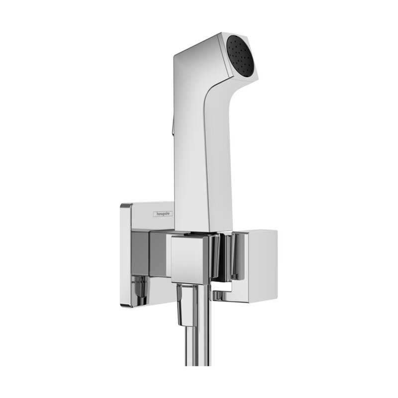 Изображение товара Гигиенический душ Hansgrohe Bidette 29231000 E 1jet, с держателем и шлангом, для подготовленной воды, хром, с запорным вентилем
