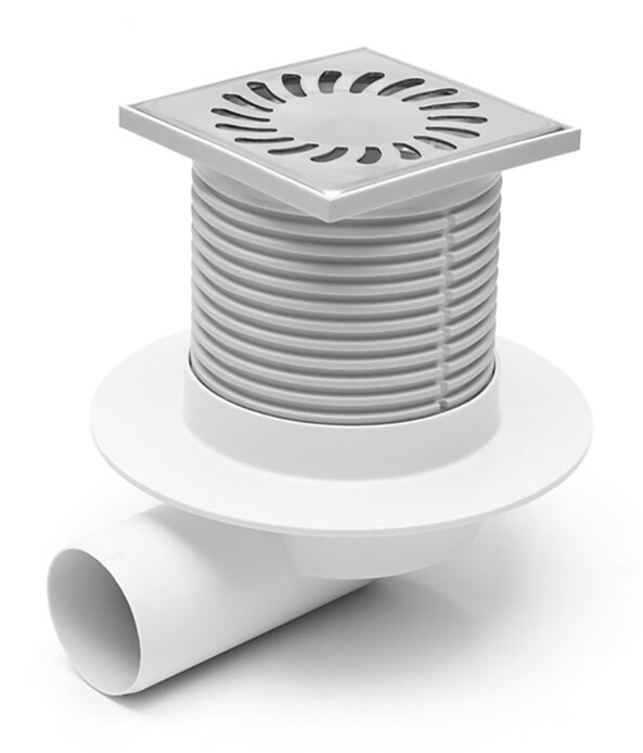 Изображение товара Трап Azario Sun с решеткой 10 x 10 см, боковой слив, хром матовый, AZ-411 L