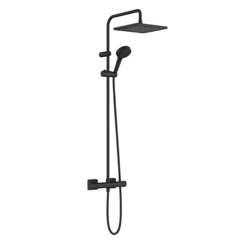 Изображение товара Душевая система Hansgrohe Vernis Shape 26427670 Showerpipe 240 1jet, термостатическая, черный матовый