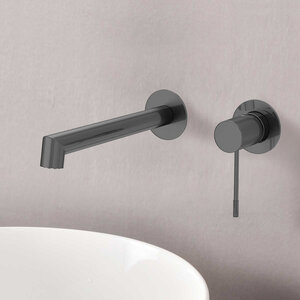 Изображение товара Смеситель Vincea Desire VBFW-1D1GM для раковины, встраиваемый, на 2 отверстия, воронёная сталь, gunmetal