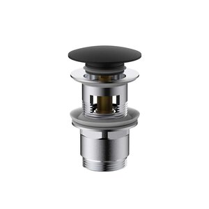 Изображение товара Донный клапан Vincea с клик-клак и переливом черный матовый G1 1/4