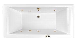 Изображение товара Ванна гидромассажная Whitecross Savia Duo Soft, 170 х 80 см, увеличенная толщина акрила, усиленная армировка, белый/золото, 0103.170080.100.SOFT.GL