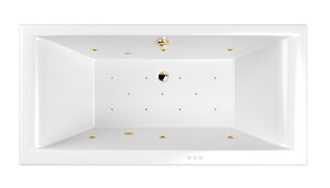 Изображение товара Ванна гидромассажная Whitecross Savia Duo Relax, 170 х 80 см, увеличенная толщина акрила, усиленная армировка, белый/золото, 0103.170080.100.RELAX.GL