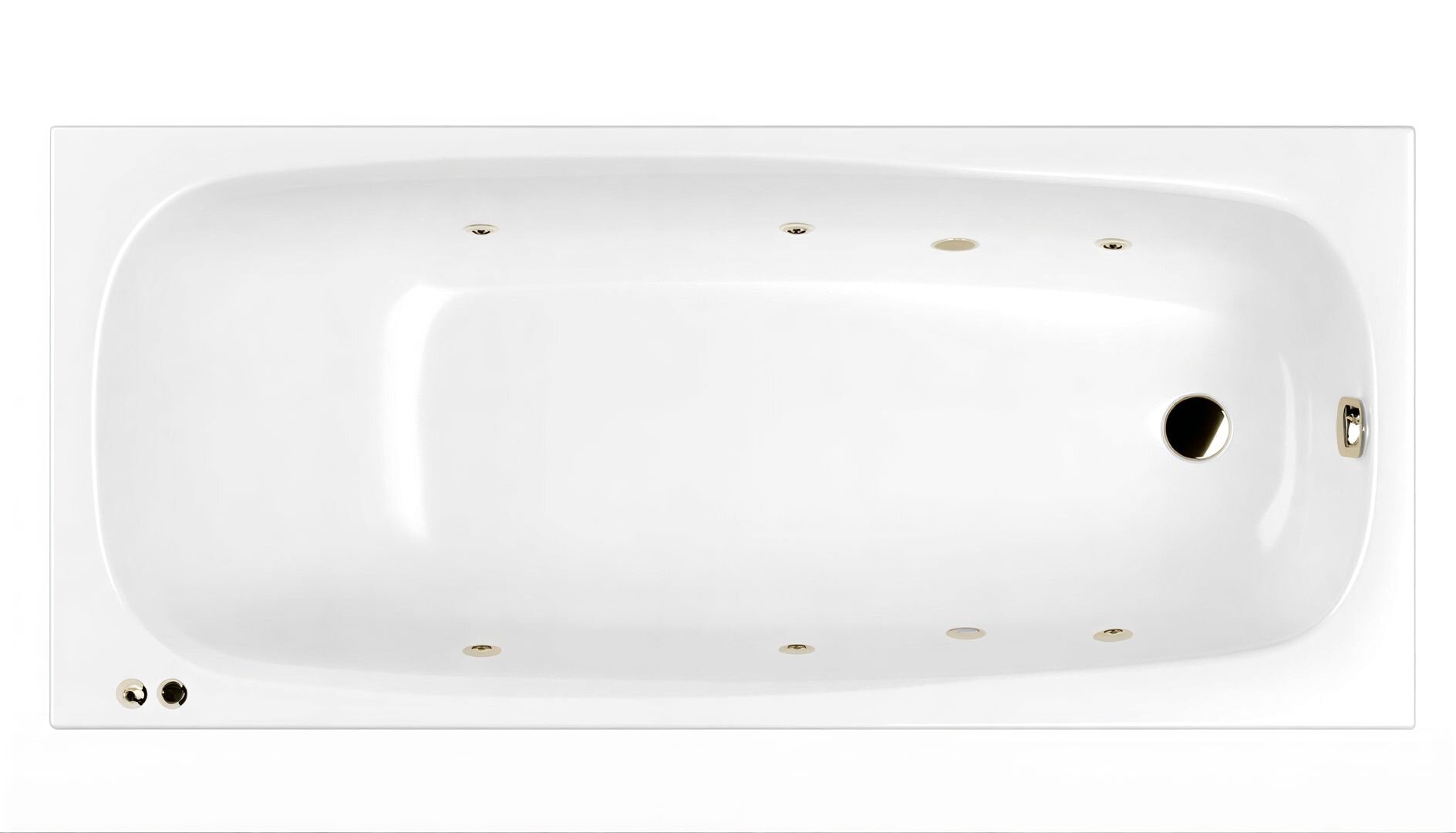 Изображение товара Ванна гидромассажная Whitecross Layla Soft, 180 х 80 см, увеличенная толщина акрила, усиленная армировка, белый/бронза, 0102.180080.100.SOFT.BR