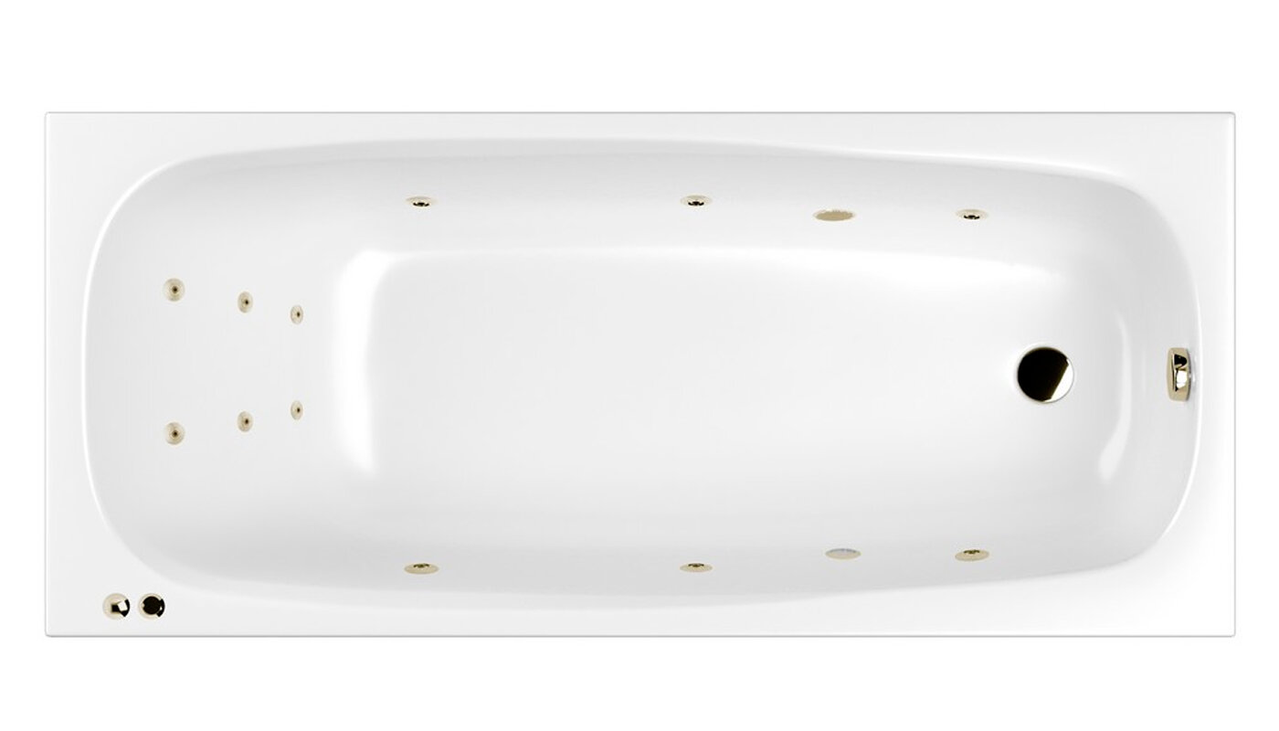 Изображение товара Ванна гидромассажная Whitecross Layla Line, 180 х 80 см, увеличенная толщина акрила, усиленная армировка, белый/бронза, 0102.180080.100.LINE.BR