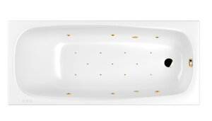 Изображение товара Ванна гидромассажная Whitecross Layla Relax, 170 х 75 см, увеличенная толщина акрила, усиленная армировка, белый/золото, 0102.170075.100.RELAX.GL