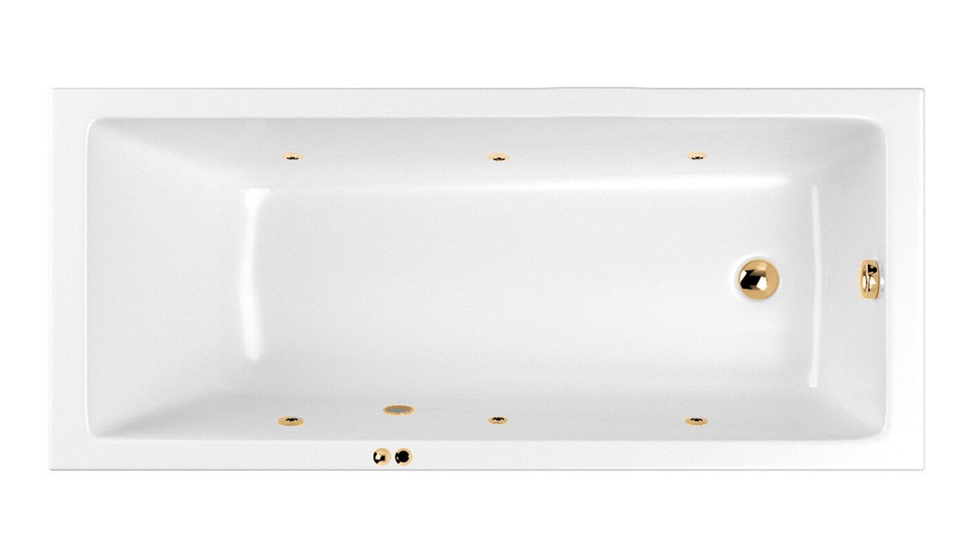Изображение товара Ванна гидромассажная Whitecross Wave Soft, 160 х 70 см, увеличенная толщина акрила, усиленная армировка, белый/золото, 0101.160070.100.SOFT.GL