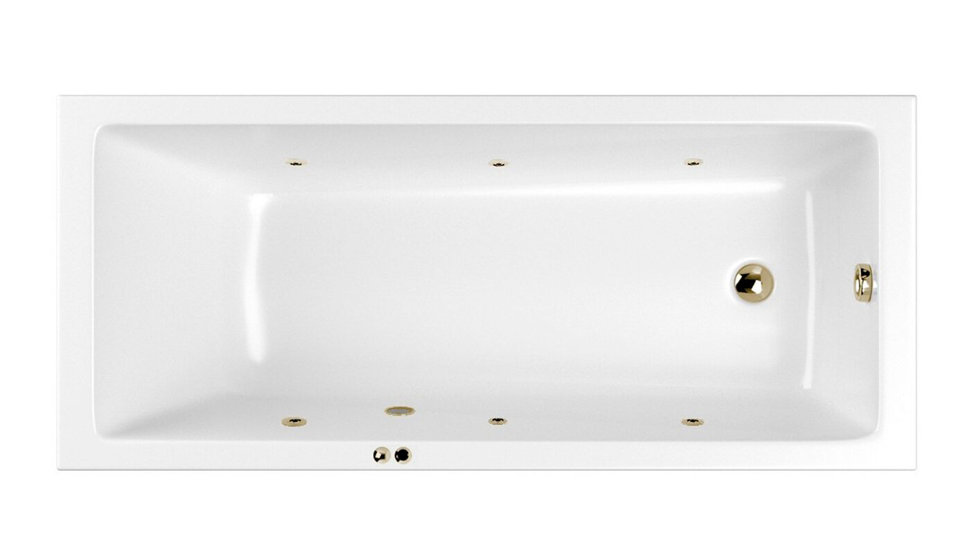 Изображение товара Ванна гидромассажная Whitecross Wave Soft, 160 х 70 см, увеличенная толщина акрила, усиленная армировка, белый/бронза, 0101.160070.100.SOFT.BR
