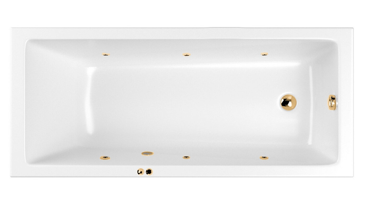 Изображение товара Ванна гидромассажная Whitecross Wave Soft 150x70 см акриловая белая с золотом Изображение товара Ванна гидромассажная Whitecross Wave Soft 150x70 см акриловая белая с золотом