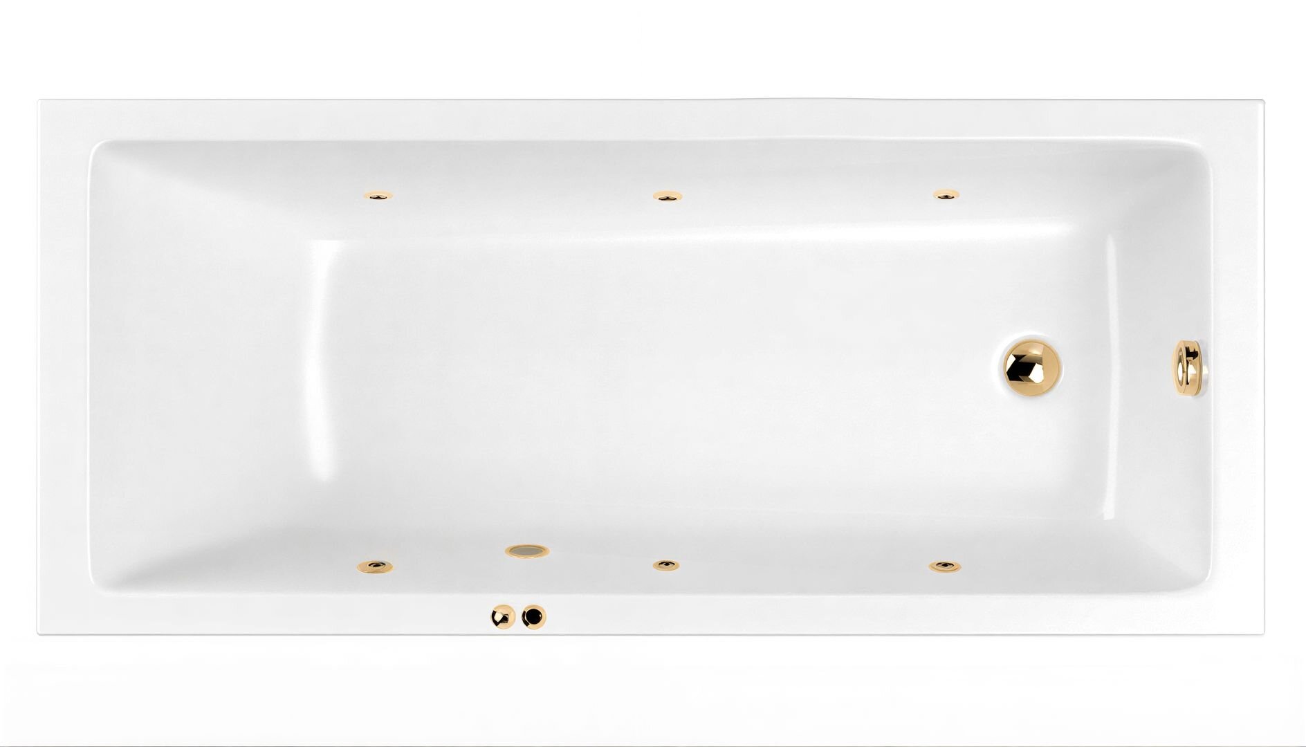 Изображение товара Ванна гидромассажная Whitecross Wave Soft, 150 х 70 см, увеличенная толщина акрила, усиленная армировка, белый/золото, 0101.150070.100.SOFT.GL