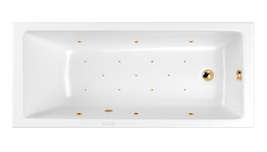 Изображение товара Ванна гидромассажная Whitecross Wave Relax, 160 х 80 см, увеличенная толщина акрила, усиленная армировка, белый/золото, 0101.160080.100.RELAX.GL