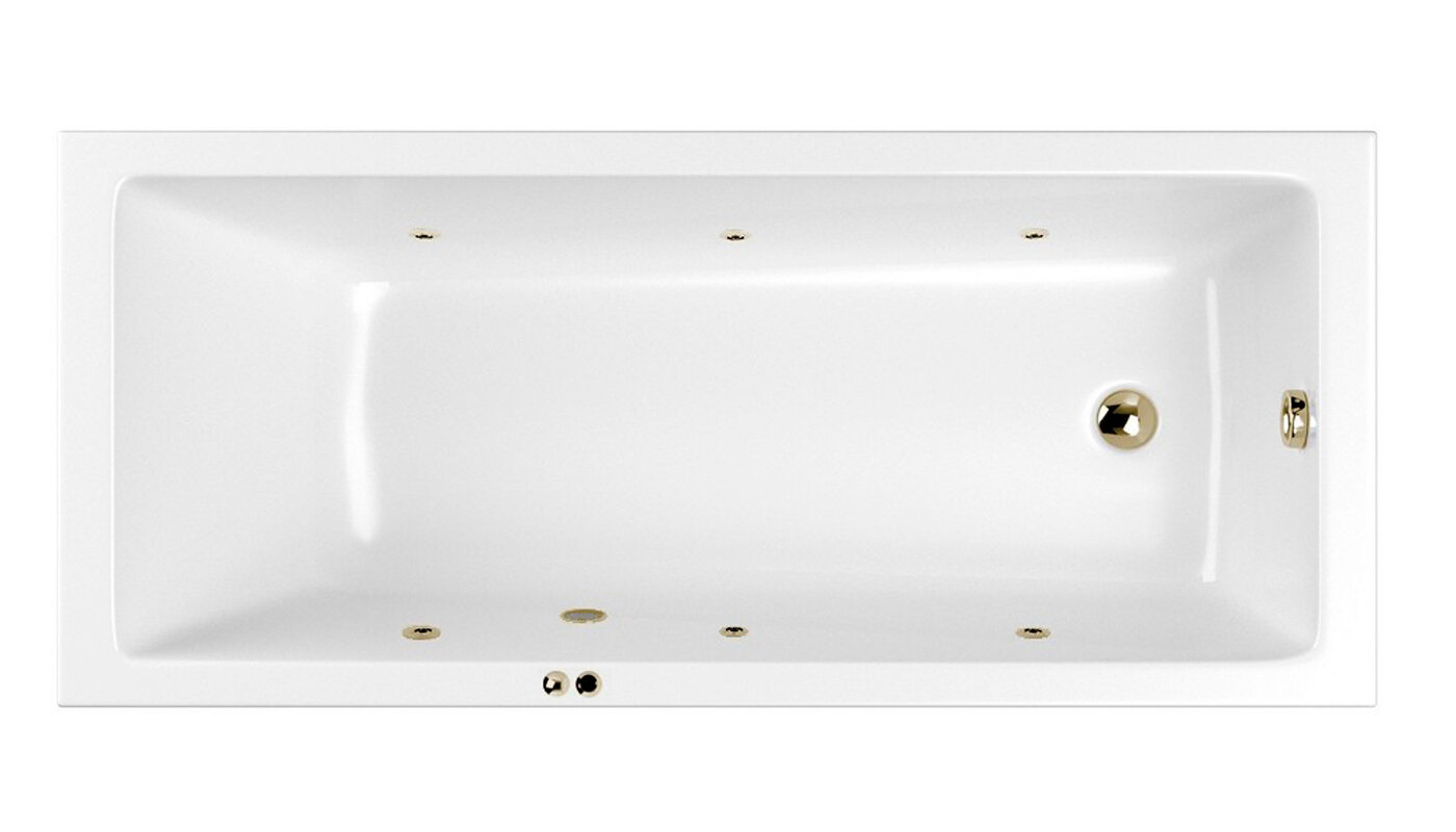 Изображение товара Ванна гидромассажная Whitecross Wave Soft, 160 х 80 см, увеличенная толщина акрила, усиленная армировка, белый/бронза, 0101.160080.100.SOFT.BR