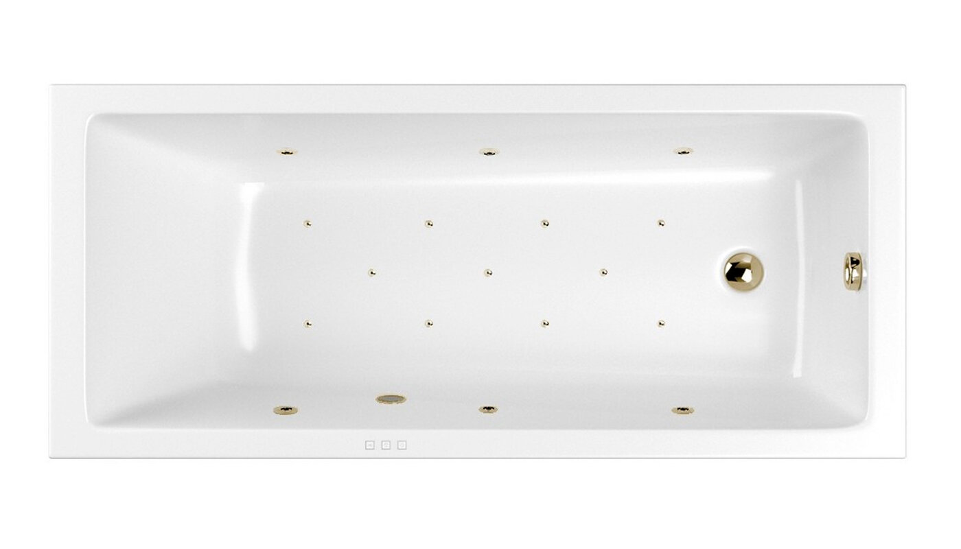 Изображение товара Ванна гидромассажная Whitecross Wave Relax, 170 х 70 см, увеличенная толщина акрила, усиленная армировка, белый/золото, 0101.170070.100.RELAX.GL