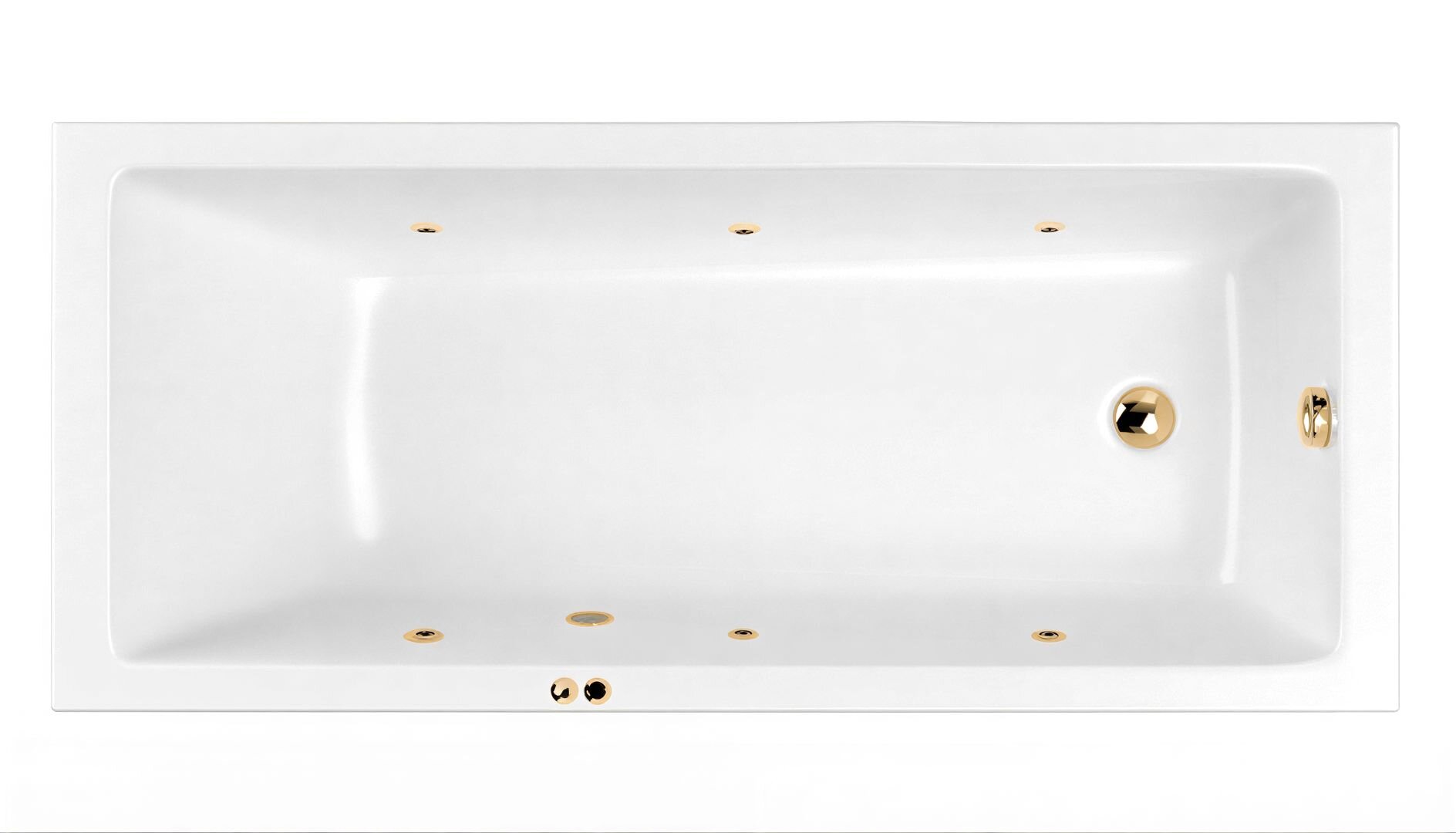 Изображение товара Ванна гидромассажная Whitecross Wave Soft, 170 х 70 см, увеличенная толщина акрила, усиленная армировка, белый/золото, 0101.170070.100.SOFT.GL