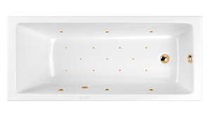 Изображение товара Ванна гидромассажная Whitecross Wave Relax, 170 х 75 см, увеличенная толщина акрила, усиленная армировка, белый/золото, 0101.170075.100.RELAX.GL