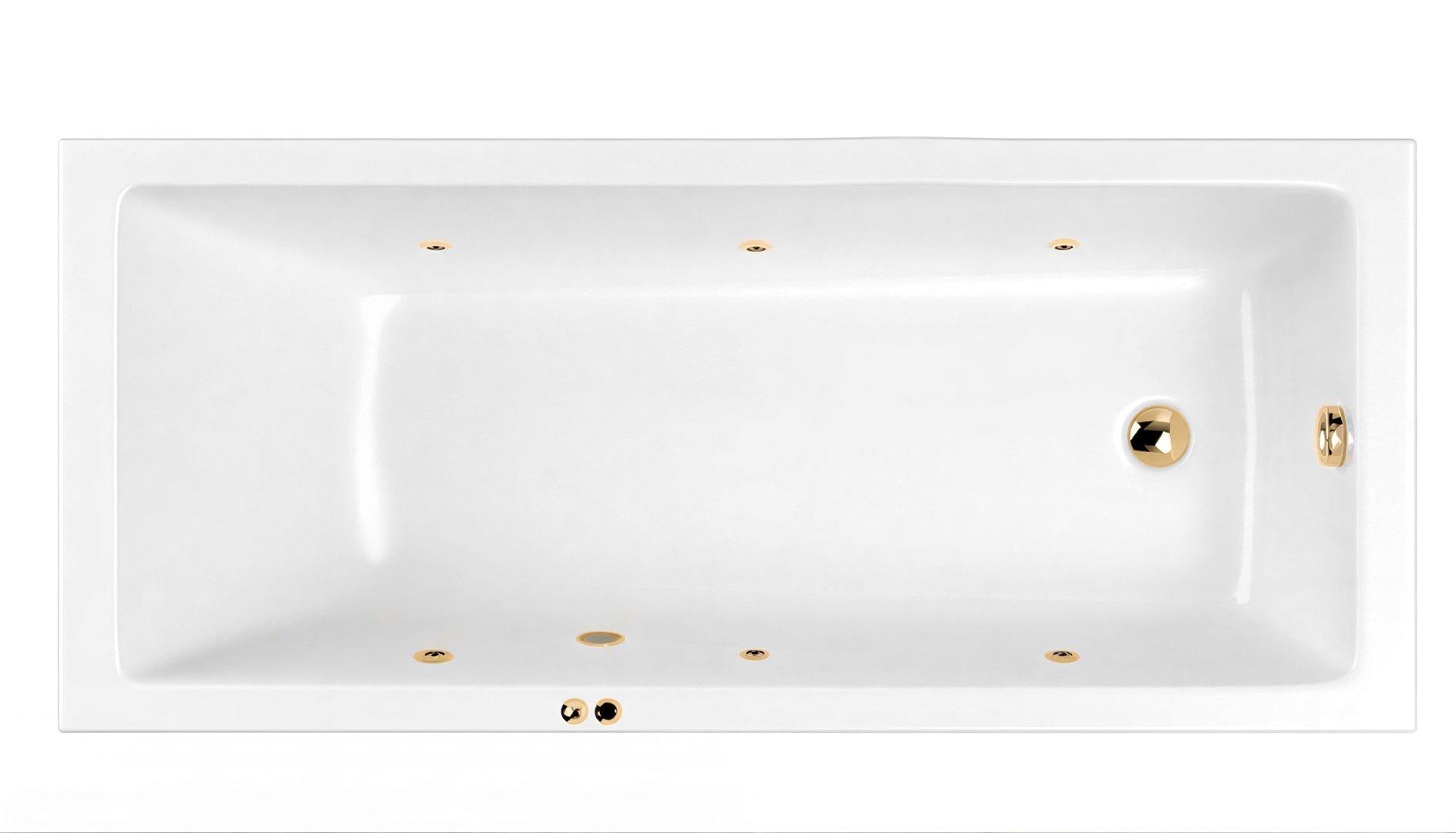 Изображение товара Ванна гидромассажная Whitecross Wave Soft, 170 х 75 см, увеличенная толщина акрила, усиленная армировка, белый/золото, 0101.170075.100.SOFT.GL