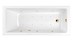 Изображение товара Ванна гидромассажная Whitecross Wave Relax, 180 х 80 см, увеличенная толщина акрила, усиленная армировка, белый/золото, 0101.180080.100.RELAX.GL