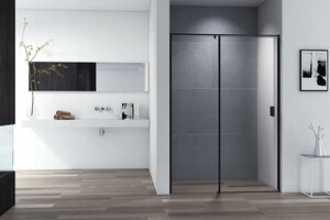 Изображение товара Душевая дверь в нишу Cezares Urban, стекло прозрачное, профиль черный матовый, URBAN-B-12-140-C-NERO