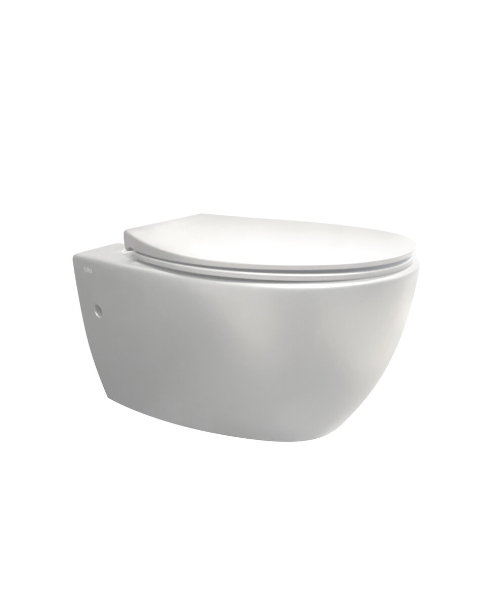 Изображение товара Подвесной унитаз Creo Ceramique Avignon AV1100/AV1001T, безободковый, тонкое сиденье с микролифтом, белый