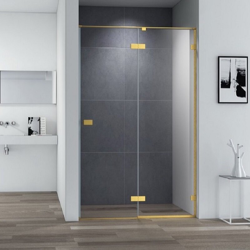 Изображение товара Душевая дверь в нишу Cezares Bellagio 100 см прозрачное стекло профиль золото