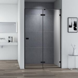 Изображение товара Душевая дверь в нишу Cezares Bellagio 120 см, стекло прозрачное, профиль черный матовый, BELLAGIO-B-12-120-C-NERO