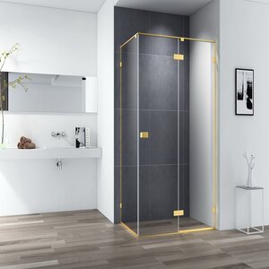 Изображение товара Душевой уголок Cezares Bellagio, 100 х 100 см, стекло прозрачное, профиль брашированное золото, BELLAGIO-A-1-100-C-BORO