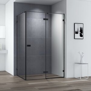 Изображение товара Душевой уголок Cezares Bellagio, 100 х 100 см, стекло прозрачное, профиль черный матовый, BELLAGIO-A-1-100-C-NERO