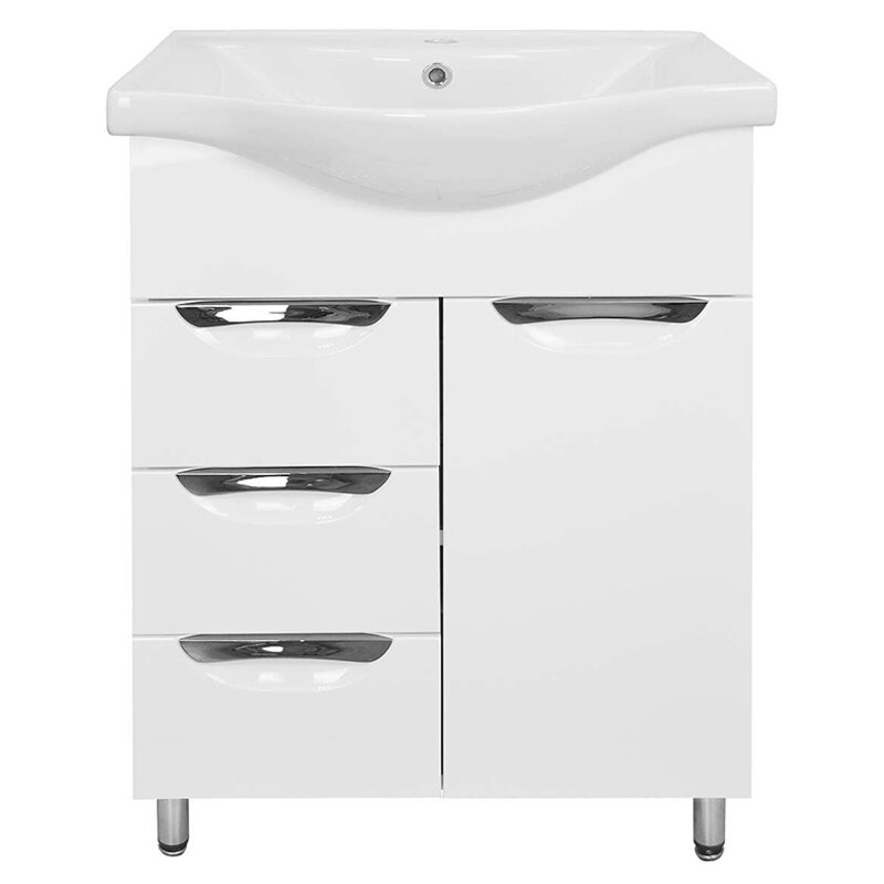 Изображение товара Тумба с раковиной Loranto Стиль 60/3 см напольная белая керамическая раковина