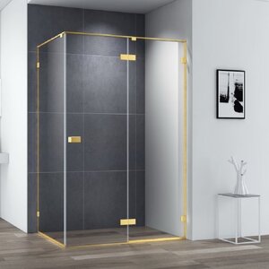 Изображение товара Душевой уголок Cezares Bellagio, 120 х 90 см, стекло прозрачное, профиль брашированное золото, BELLAGIO-AH-1-120/90-C-BORO