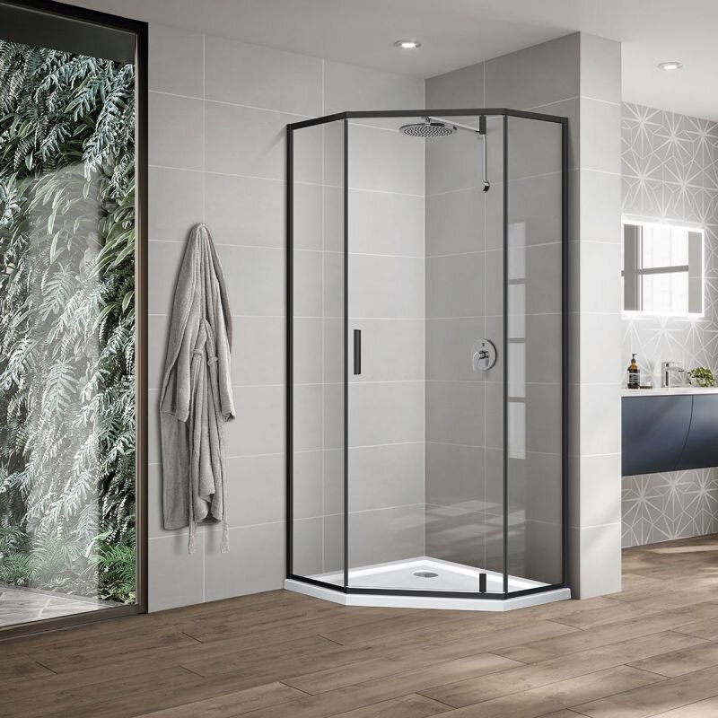 Изображение товара Душевой уголок Vincea Slim-U 90 x 90 см, стекло прозрачное, профиль черный матовый, VSP-2SU900CLB