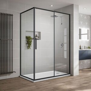 Изображение товара Душевой уголок Vincea Slim-U 120 x 90 см, стекло прозрачное, профиль черный матовый, VSR-2SU9012CLB