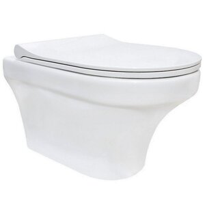 Изображение товара Подвесной унитаз Gural VIT Sole SO28DAK01-SL Slim, безободковый, с сиденьем Soft Close, белый