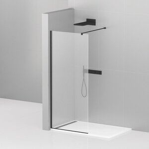 Изображение товара Душевая стенка Cezares Liberta 100 см со свободным входом, стекло прозрачное, профиль черный, LIBERTA-L-1-100-120-C-NERO