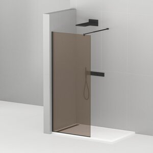 Изображение товара Душевая стенка Cezares Liberta 110 см со свободным входом, стекло бронза, профиль черный, LIBERTA-L-1-110-120-BR-NERO